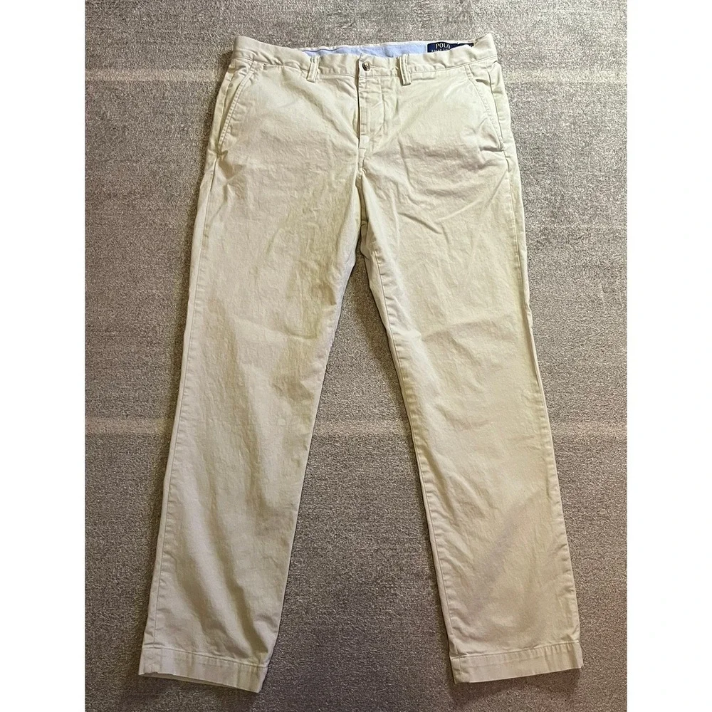 Polo Ralph Lauren Mens Stretch Straight Fit Chino Pants Khaki Cotton Preppy